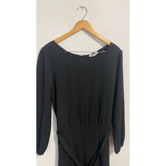 Nikki Lund Jumpsuit XL Long Sleeve Tie Waist Black Preppy Career‎ Cocktail - Picture 6 of 12